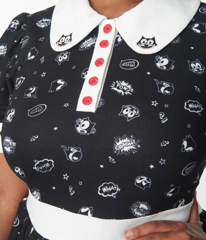 Felix The Cat X Felix Comic Flare Dress DressesPlus Unique Vintage Pocket Dresses