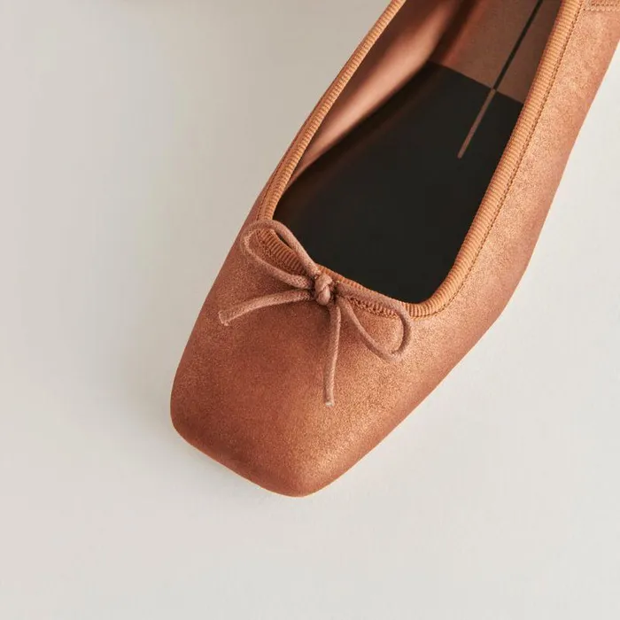 Flats and Loafers Shop Dolce Vita Anisa Ballet Flats Copper Metallic Suede Designer Suede Ballet Flats Copper Metallic Suede