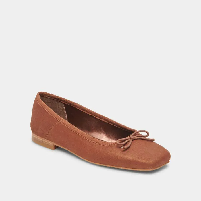 Flats and Loafers Shop Dolce Vita Anisa Ballet Flats Copper Metallic Suede Designer Suede Ballet Flats Copper Metallic Suede