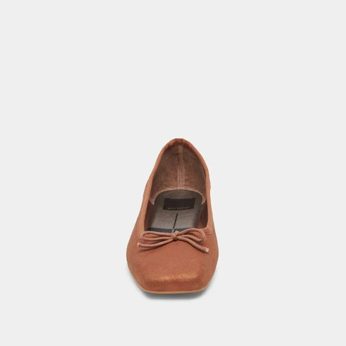 Flats and Loafers Shop Dolce Vita Anisa Ballet Flats Copper Metallic Suede Designer Suede Ballet Flats Copper Metallic Suede