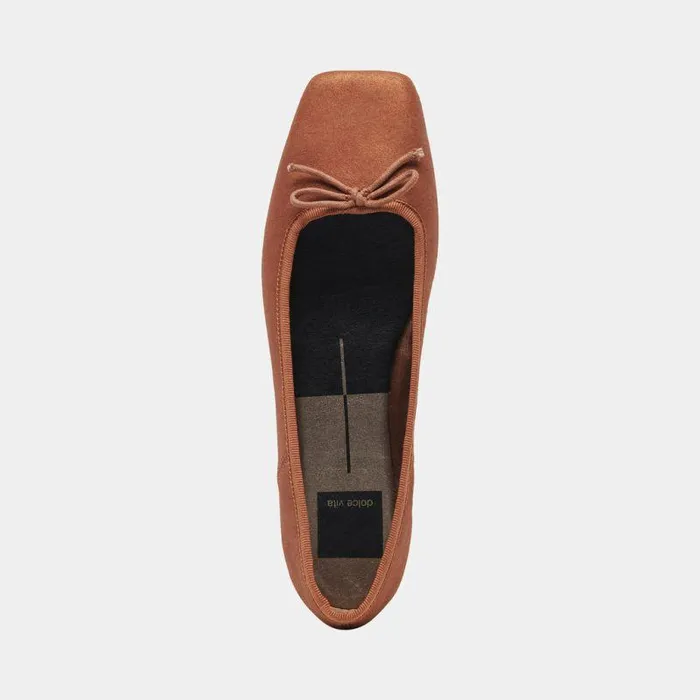 Flats and Loafers Shop Dolce Vita Anisa Ballet Flats Copper Metallic Suede Designer Suede Ballet Flats Copper Metallic Suede