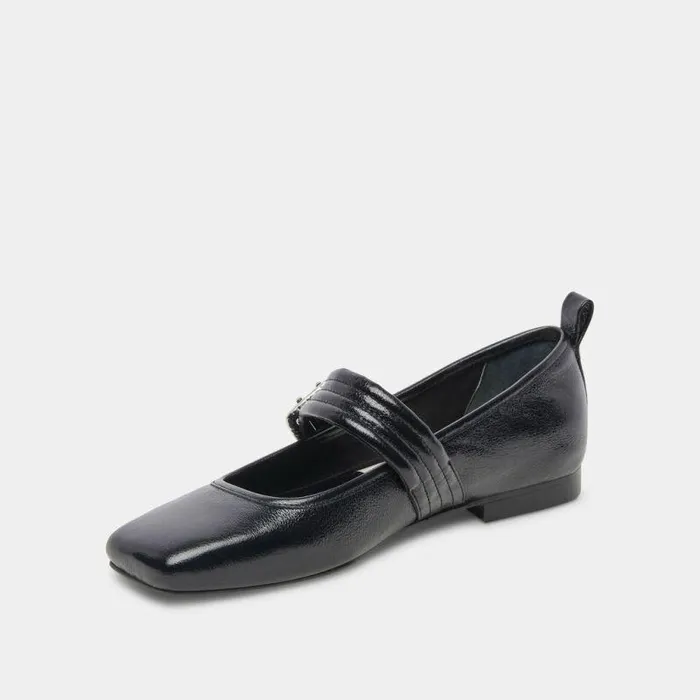 Flats and Loafers Shop Dolce Vita Arora Ballet Flats Midnight Crinkle Patent Designer Ballet Flats Midnight Crinkle Patent