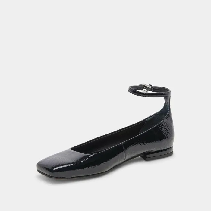 Flats and Loafers Shop Dolce Vita Ashya Ballet Flats Midnight Crinkle Patent Designer Ballet Flats Midnight Crinkle Patent