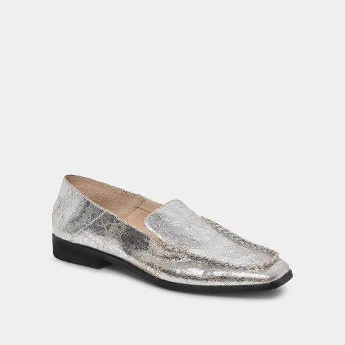 Flats and Loafers Shop Dolce Vita Beny Wide Flats Silver Distressed Leather Women039s Silver Wide Flats Silver Distressed Leather