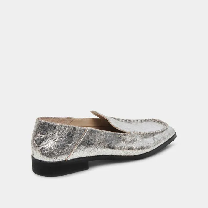Flats and Loafers Shop Dolce Vita Beny Wide Flats Silver Distressed Leather Women039s Silver Wide Flats Silver Distressed Leather