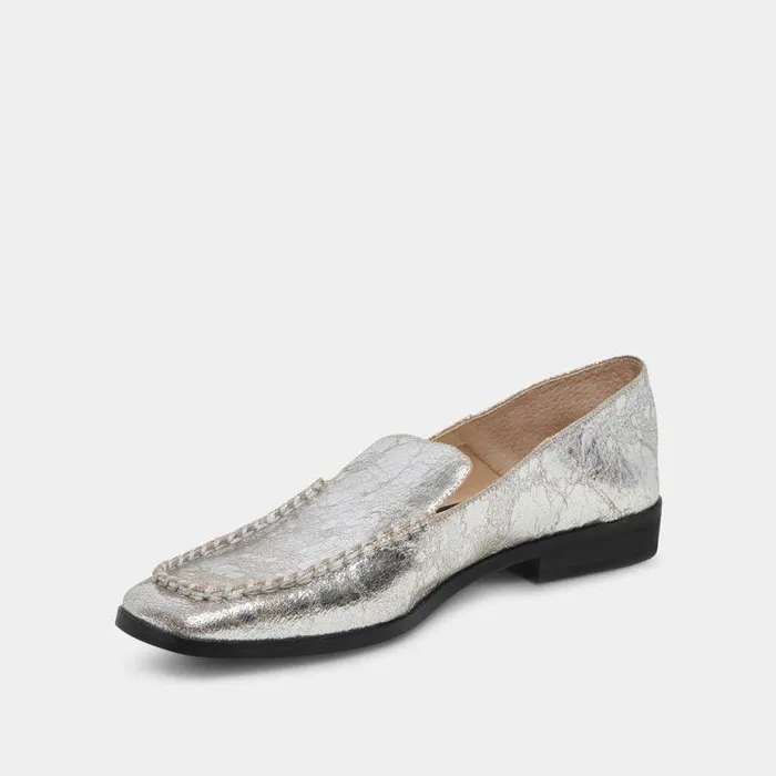 Flats and Loafers Shop Dolce Vita Beny Wide Flats Silver Distressed Leather Women039s Silver Wide Flats Silver Distressed Leather