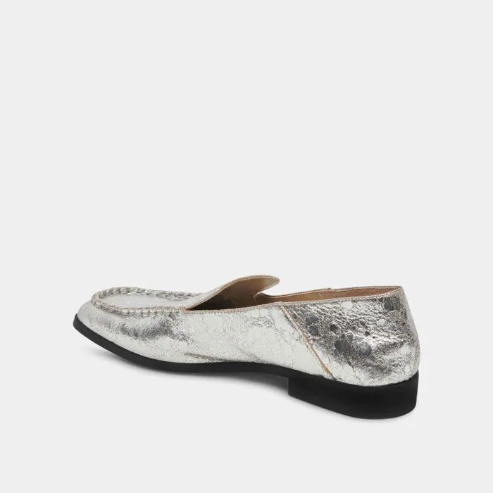 Flats and Loafers Shop Dolce Vita Beny Wide Flats Silver Distressed Leather Women039s Silver Wide Flats Silver Distressed Leather