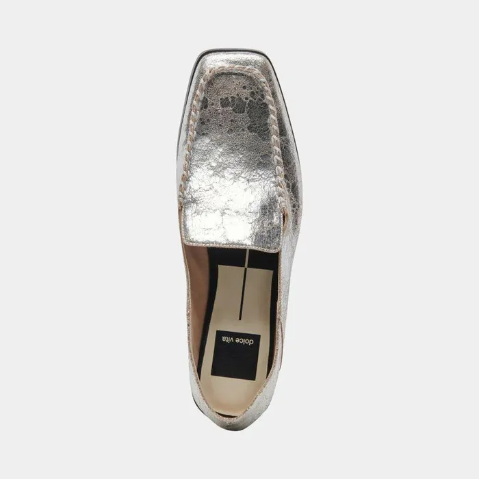 Flats and Loafers Shop Dolce Vita Beny Wide Flats Silver Distressed Leather Women039s Silver Wide Flats Silver Distressed Leather