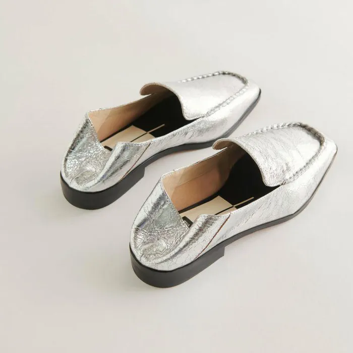 Flats and Loafers Shop Dolce Vita Beny Wide Flats Silver Distressed Leather Women039s Silver Wide Flats Silver Distressed Leather