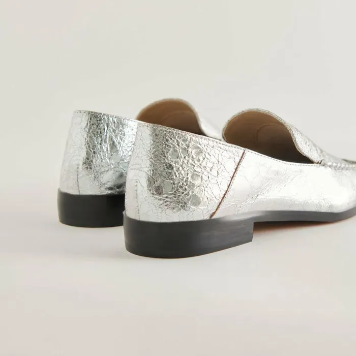 Flats and Loafers Shop Dolce Vita Beny Wide Flats Silver Distressed Leather Women039s Silver Wide Flats Silver Distressed Leather