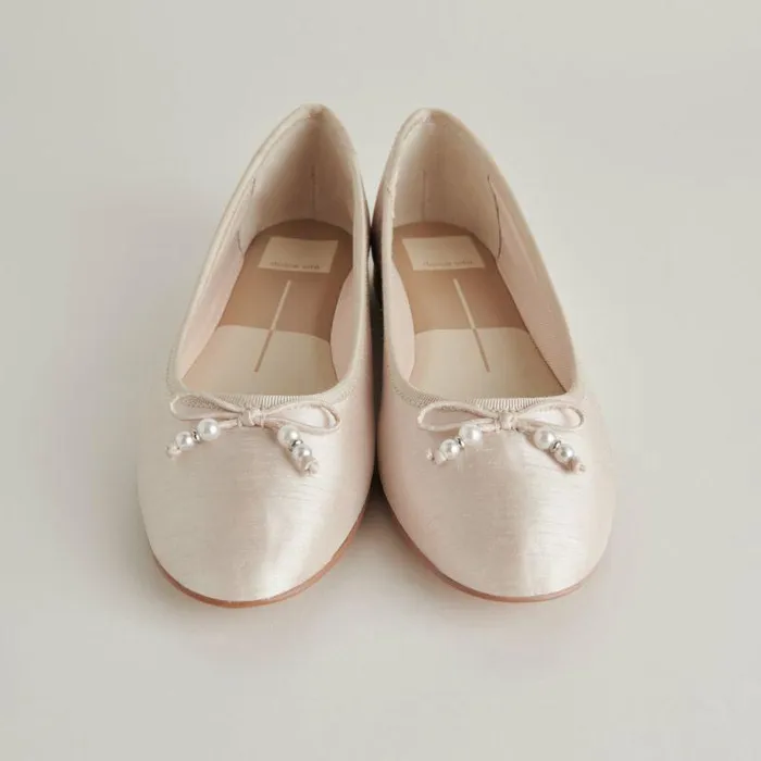 Flats and Loafers Shop Dolce Vita Cacy Pearl Ballet Flats Vanilla Pearls Vanilla Pearls