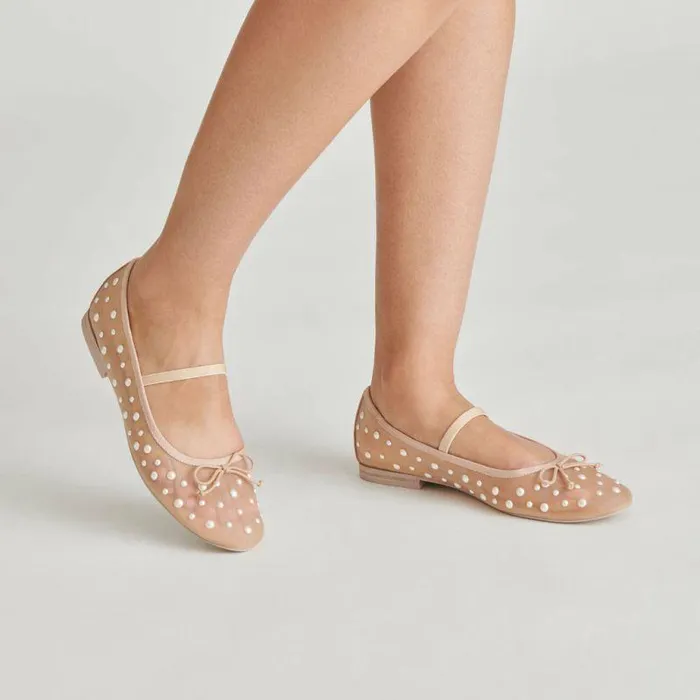 Flats and Loafers Shop Dolce Vita Cadel Pearl Ballet Flats Blush Mesh Blush Mesh