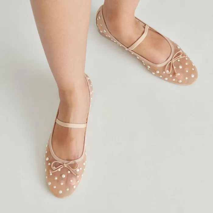 Flats and Loafers Shop Dolce Vita Cadel Pearl Ballet Flats Blush Mesh Blush Mesh