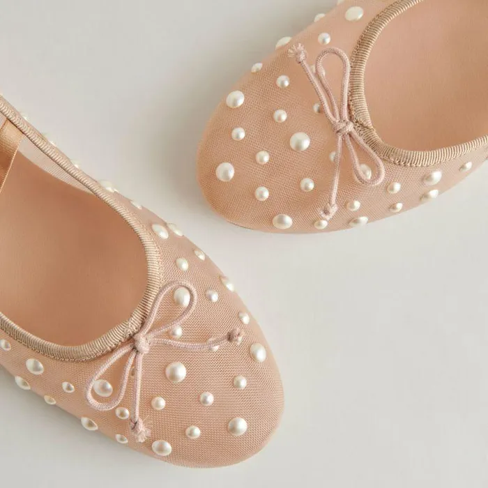 Flats and Loafers Shop Dolce Vita Cadel Pearl Ballet Flats Blush Mesh Blush Mesh