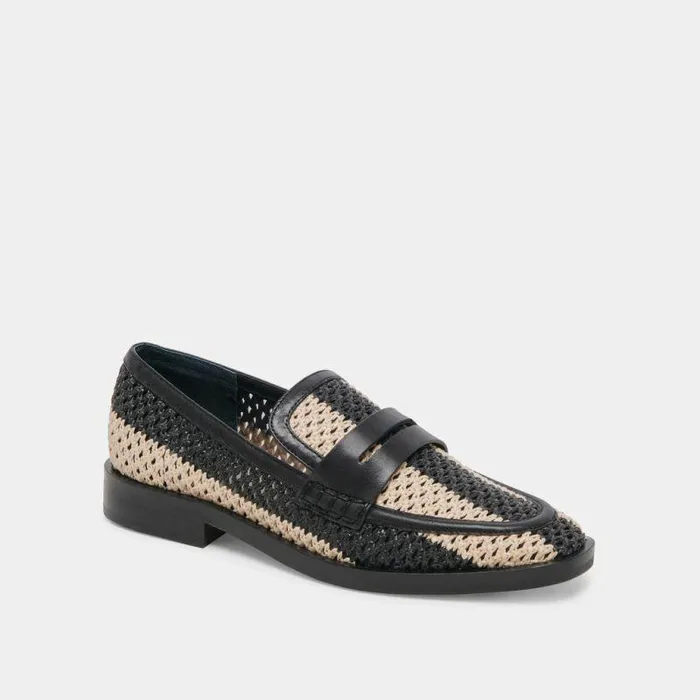 Flats and Loafers Shop Dolce Vita Halley Flats Black Multi Raffia Black Multi Raffia