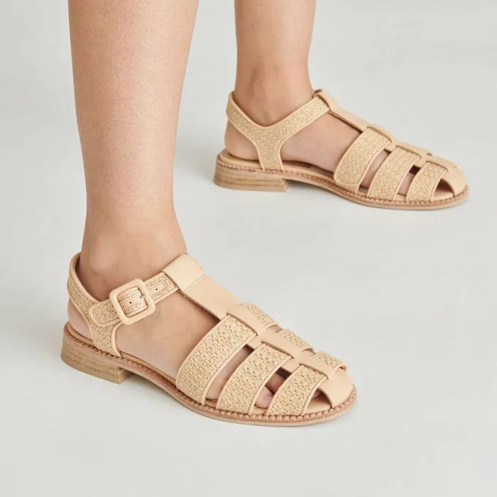 Flats and Loafers Shop Dolce Vita Holis Sandals Lt Natural Raffia Lt Natural Raffia