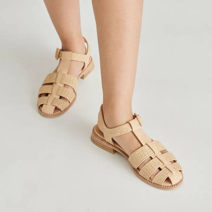 Flats and Loafers Shop Dolce Vita Holis Sandals Lt Natural Raffia Lt Natural Raffia