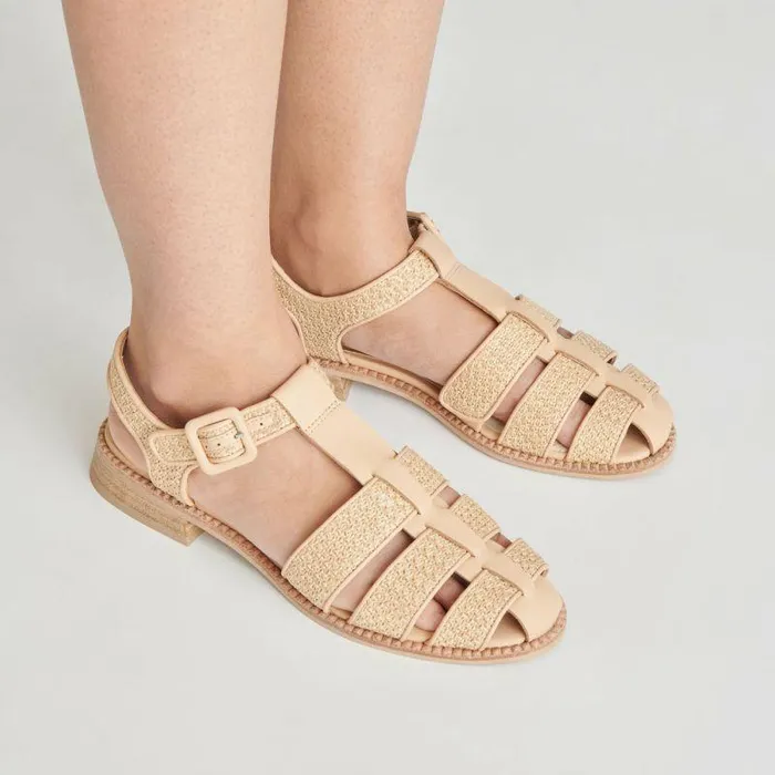 Flats and Loafers Shop Dolce Vita Holis Sandals Lt Natural Raffia Lt Natural Raffia