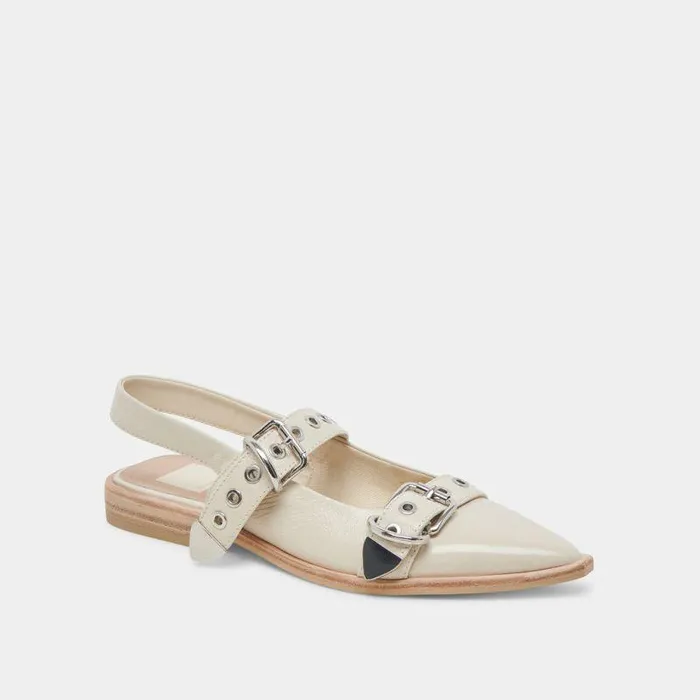Flats and Loafers Shop Dolce Vita Labell Flats Ivory Crinkle Patent Ivory Crinkle Patent