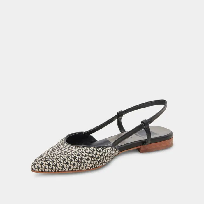 Flats and Loafers Shop Dolce Vita Narah Flats Black Natural Raffia Black Natural Raffia