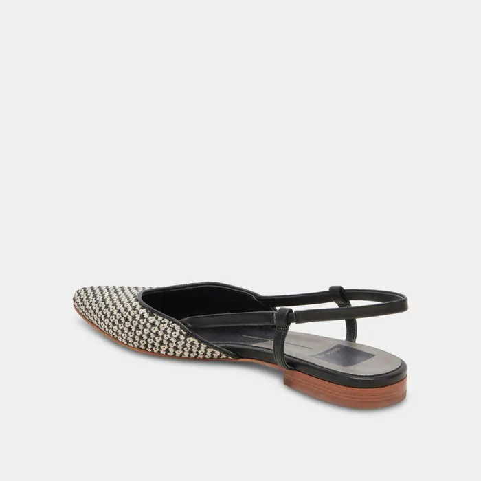 Flats and Loafers Shop Dolce Vita Narah Flats Black Natural Raffia Black Natural Raffia