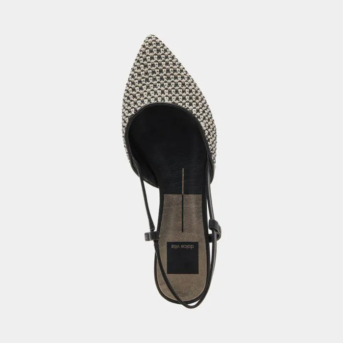Flats and Loafers Shop Dolce Vita Narah Flats Black Natural Raffia Black Natural Raffia
