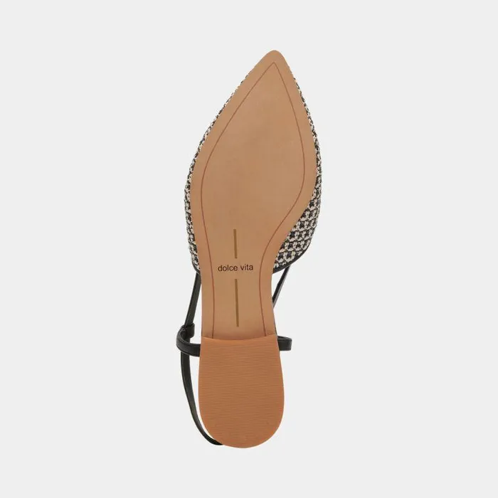 Flats and Loafers Shop Dolce Vita Narah Flats Black Natural Raffia Black Natural Raffia