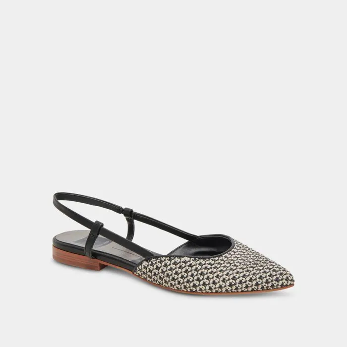 Flats and Loafers Shop Dolce Vita Narah Flats Black Natural Raffia Black Natural Raffia