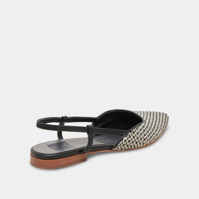 Flats and Loafers Shop Dolce Vita Narah Flats Black Natural Raffia Black Natural Raffia