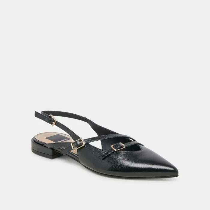 Flats and Loafers Shop Dolce Vita Pamla Flats Black Crinkle Patent Black Crinkle Patent