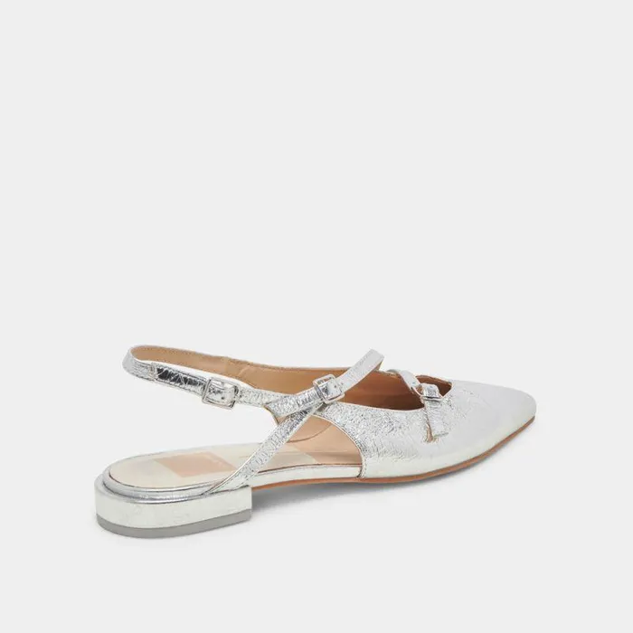 Flats and Loafers Shop Dolce Vita Pamla Flats Silver Crinkle Patent Silver Crinkle Patent