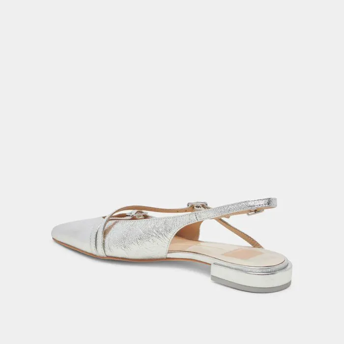 Flats and Loafers Shop Dolce Vita Pamla Flats Silver Crinkle Patent Silver Crinkle Patent