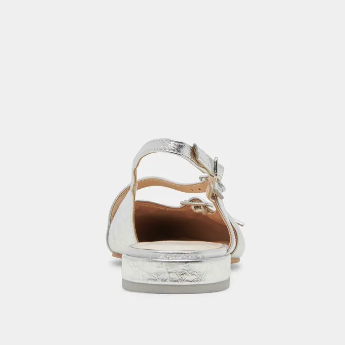 Flats and Loafers Shop Dolce Vita Pamla Flats Silver Crinkle Patent Silver Crinkle Patent