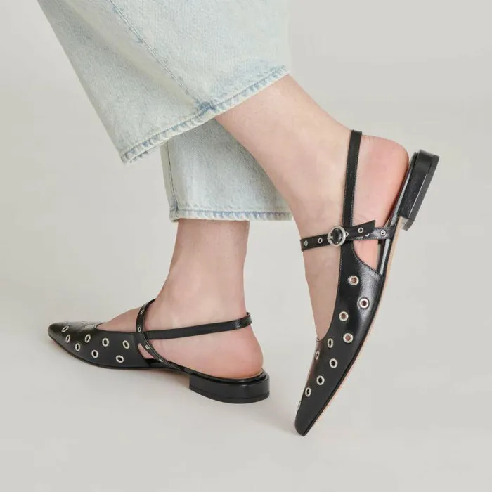 Flats and Loafers Shop Dolce Vita Penney Stud Flats Midnight Crinkle Patent Midnight Crinkle Patent