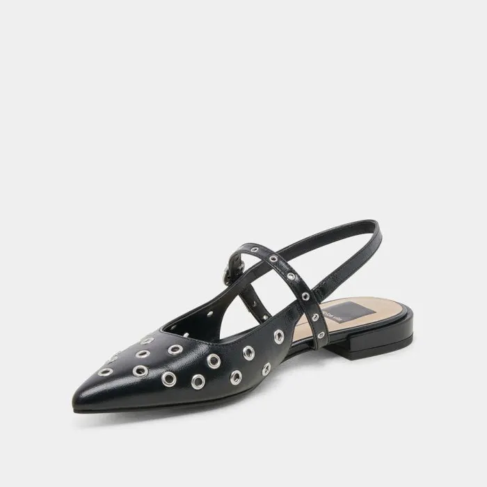 Flats and Loafers Shop Dolce Vita Penney Stud Flats Midnight Crinkle Patent Midnight Crinkle Patent