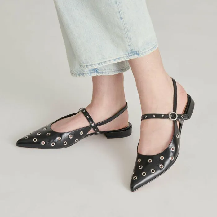 Flats and Loafers Shop Dolce Vita Penney Stud Flats Midnight Crinkle Patent Midnight Crinkle Patent