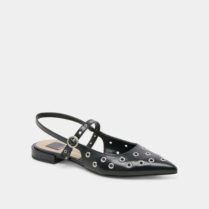 Flats and Loafers Shop Dolce Vita Penney Stud Flats Midnight Crinkle Patent Midnight Crinkle Patent