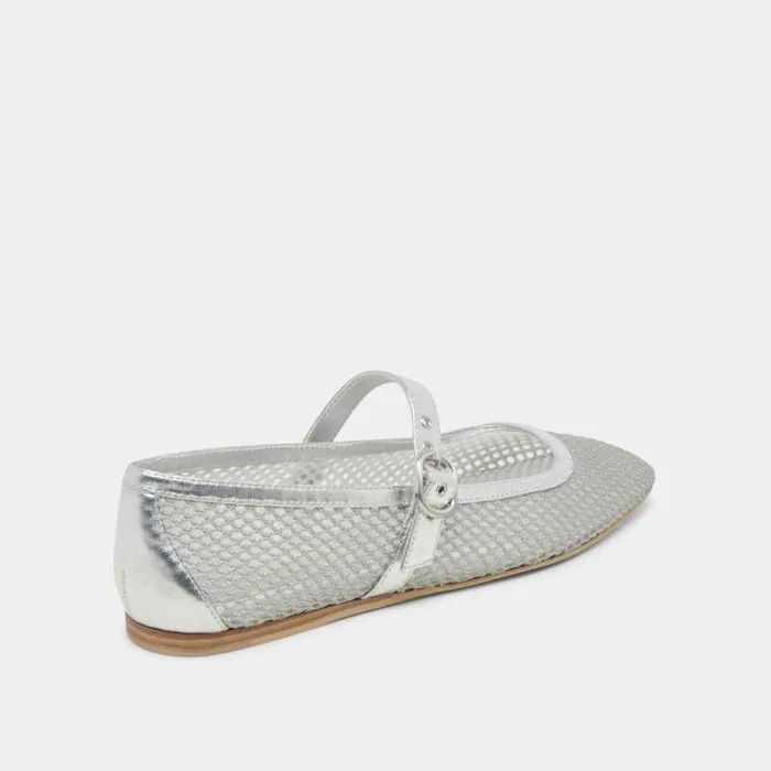 Flats and Loafers Shop Dolce Vita Rodni Mesh Ballet Flats Silver Woven Mesh Silver Woven Mesh