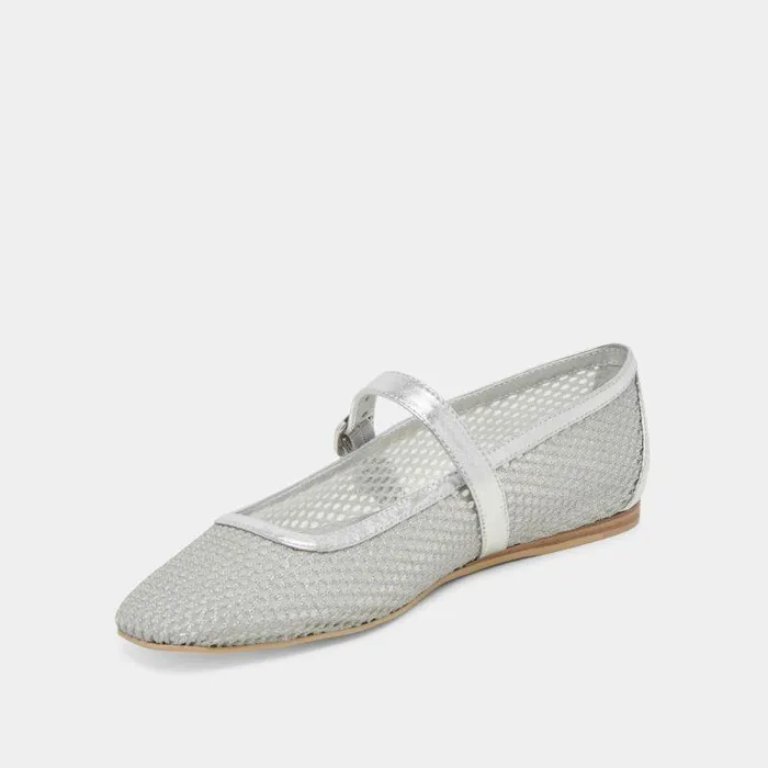Flats and Loafers Shop Dolce Vita Rodni Mesh Ballet Flats Silver Woven Mesh Silver Woven Mesh