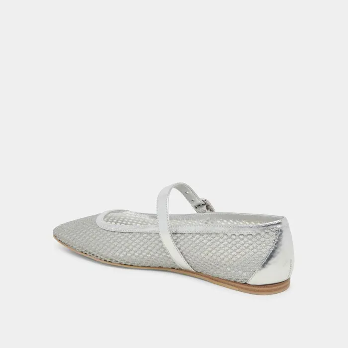 Flats and Loafers Shop Dolce Vita Rodni Mesh Ballet Flats Silver Woven Mesh Silver Woven Mesh