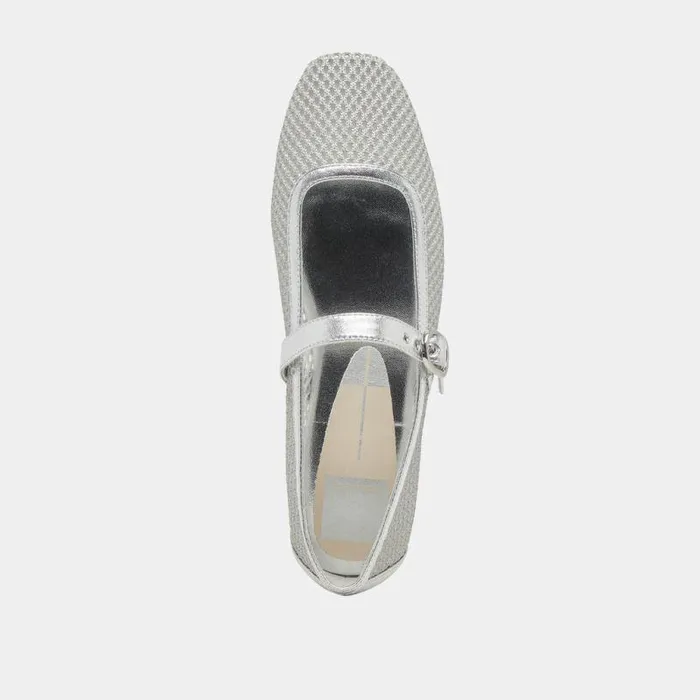 Flats and Loafers Shop Dolce Vita Rodni Mesh Ballet Flats Silver Woven Mesh Silver Woven Mesh