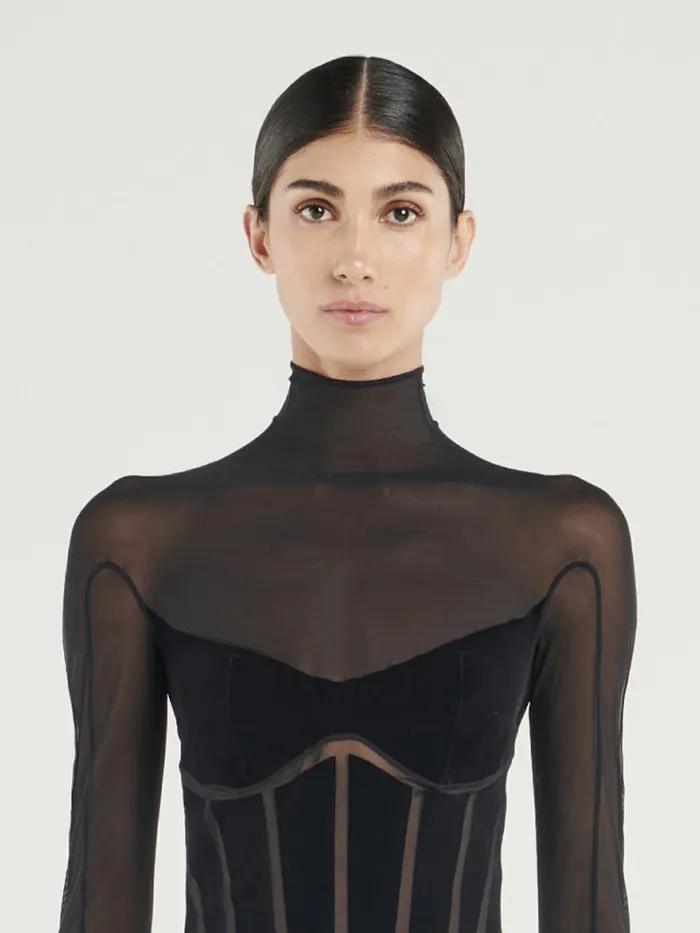 Flock Shaping Catsuit Black Women Wolford Trousers and Jumpsuits