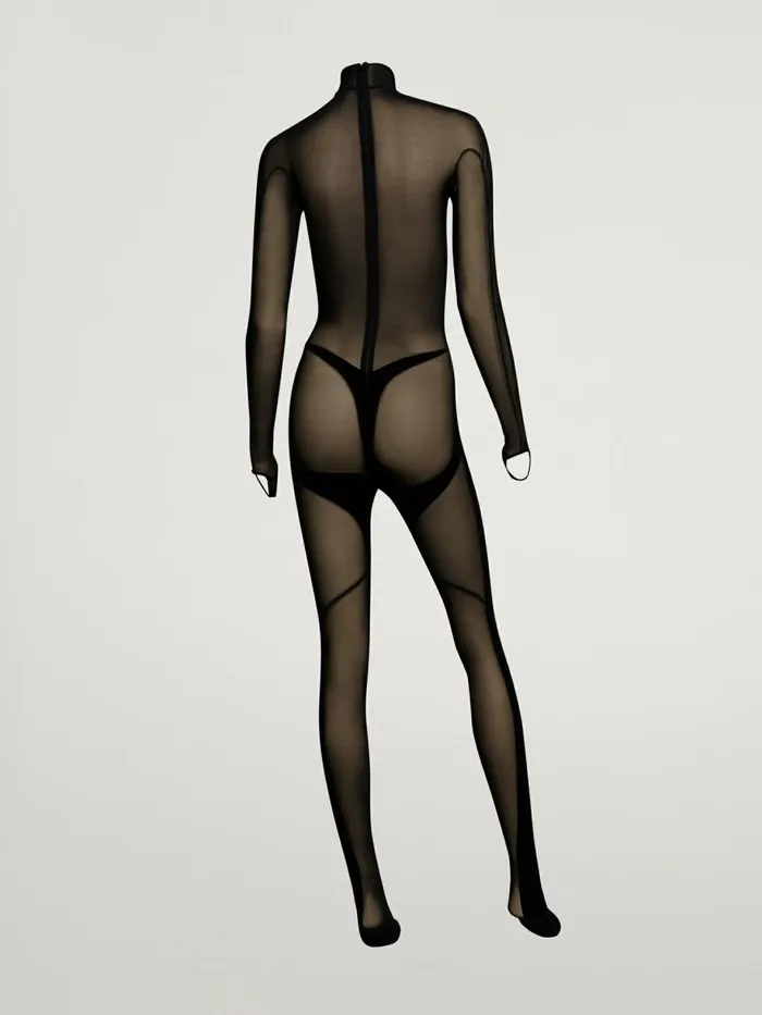 Flock Shaping Catsuit Black Women Wolford Trousers and Jumpsuits