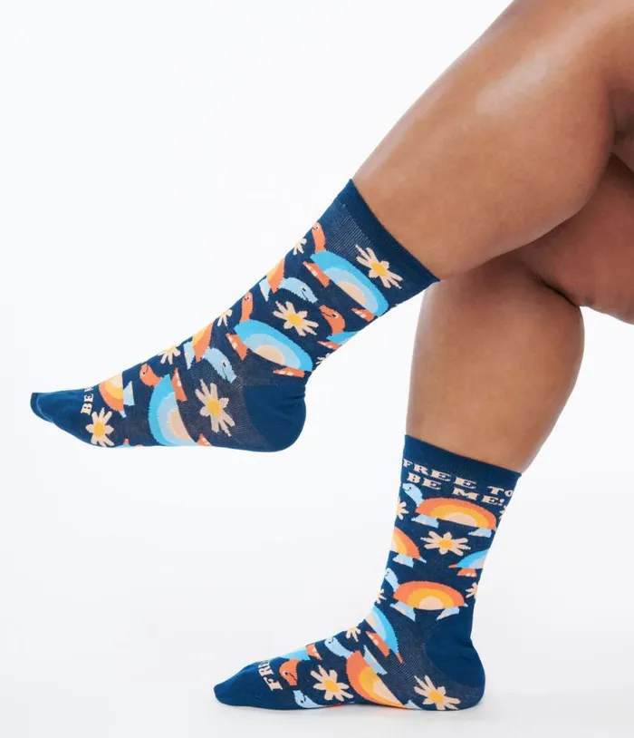 Free To Be Me Rainbow Crew Socks Accessories Unique Vintage Stockings and Tights