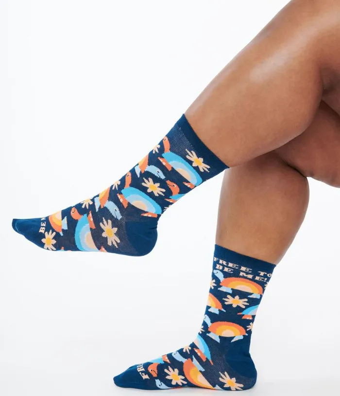 Free To Be Me Rainbow Crew Socks Accessories Unique Vintage Stockings and Tights