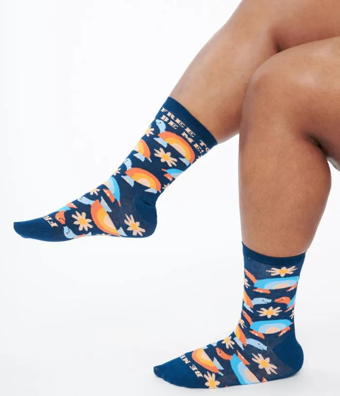 Free To Be Me Rainbow Crew Socks Accessories Unique Vintage Stockings and Tights