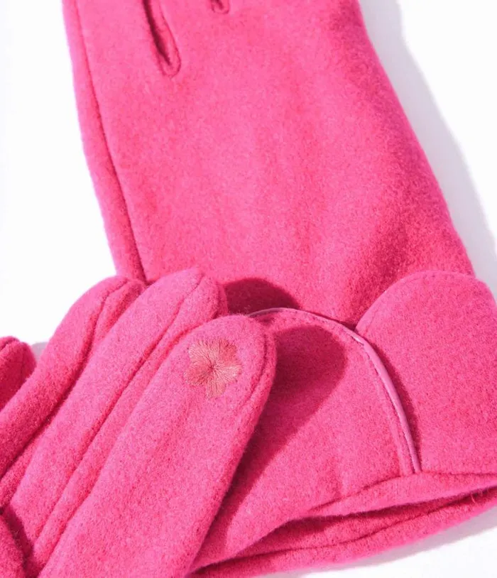 Fuchsia Scallop Cuffed Gloves Accessories Unique Vintage Gloves and Scarves