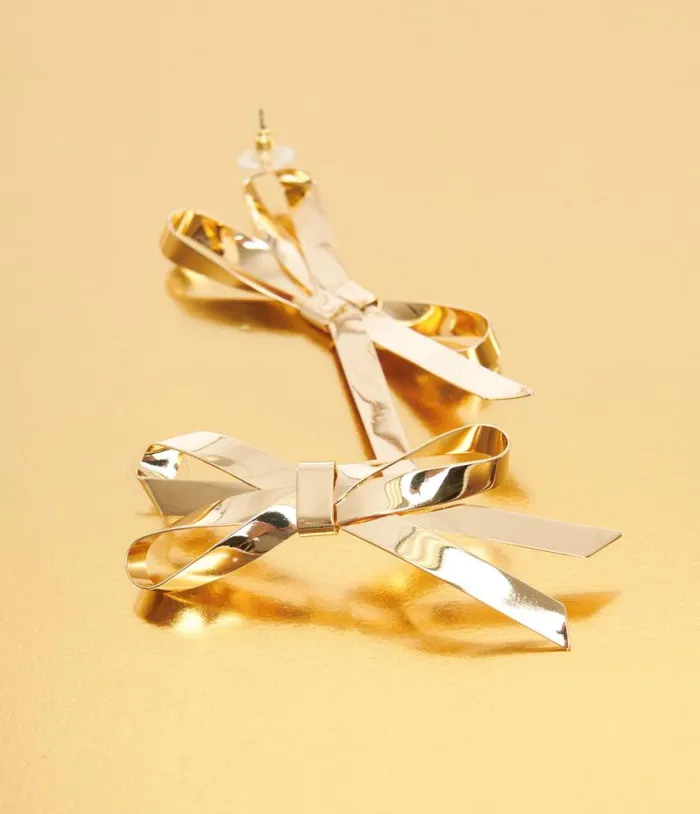 Gold Bow Drop Earrings Accessories Unique Vintage Earrings
