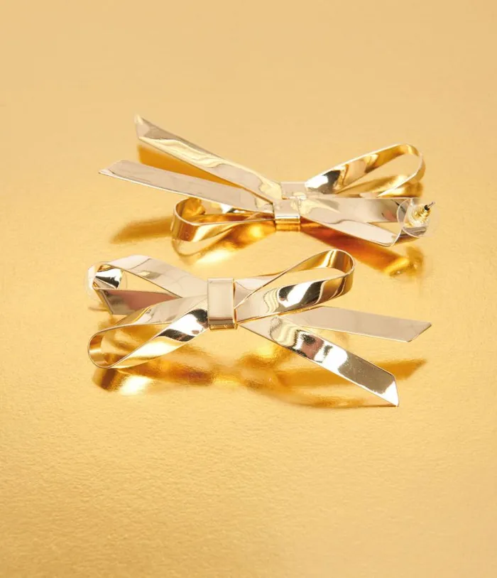 Gold Bow Drop Earrings Accessories Unique Vintage Earrings
