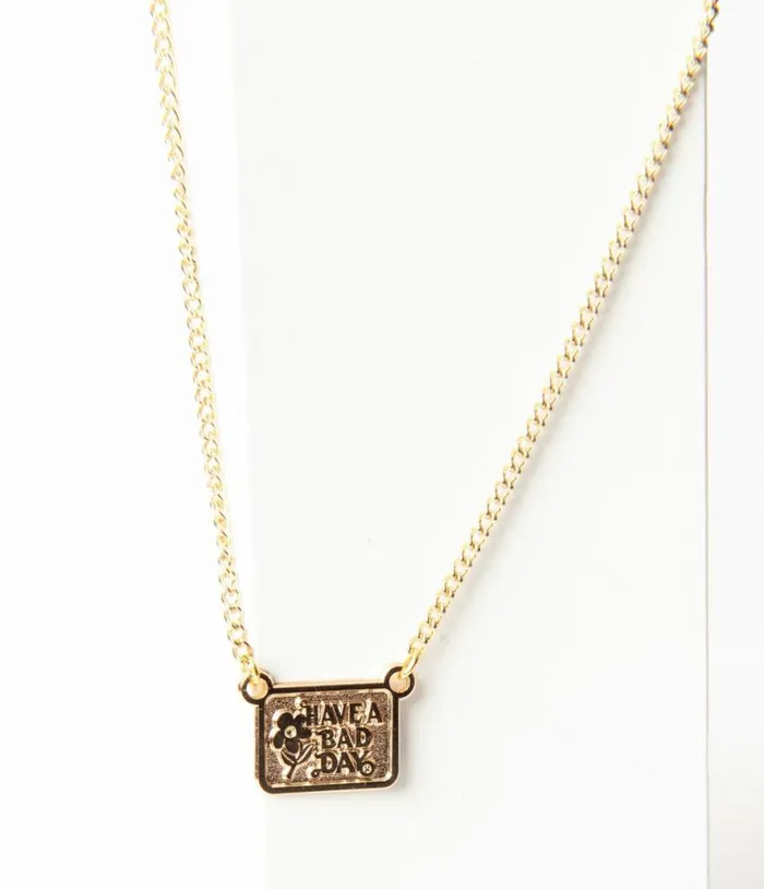 Gold Have A Bad Day Mini Charm Necklace Accessories Unique Vintage Necklaces Gold Have A Bad Day Mini Charm Necklace Accessories Unique Vintage Necklaces